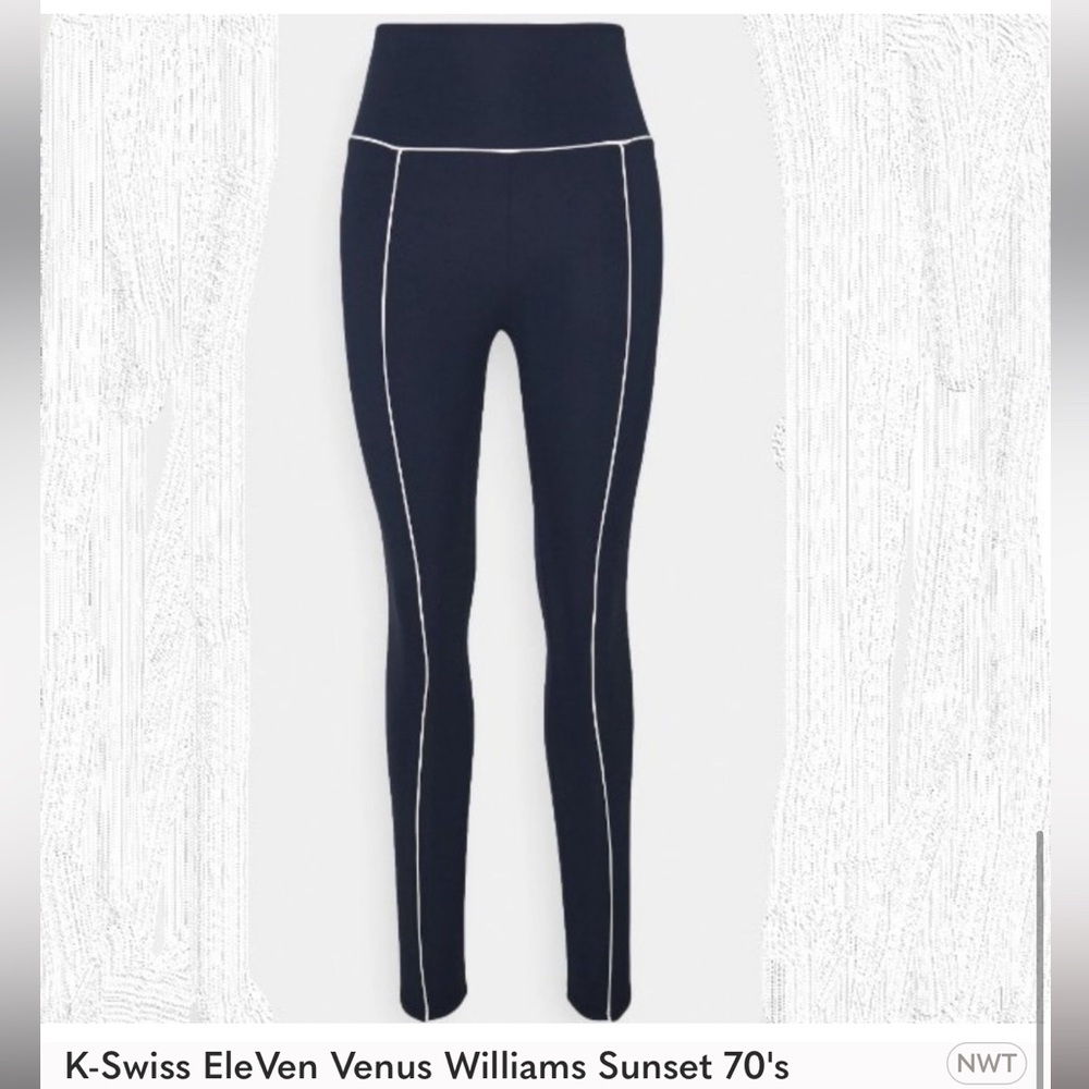 K-Swiss EleVen Venus Williams Sunset 70's Legging Hi-Rise Dark Blue Midnight NWT